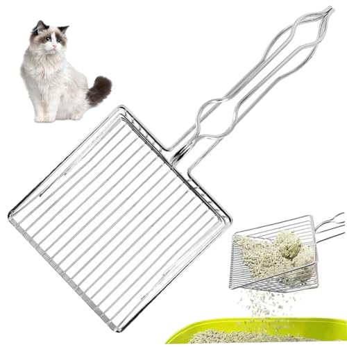 AOpghY Katzenstrauder -Schaufel rostfreier Stahlstreu Schaufel Schnelles Sieben Draht Design Müll Schachtel mit Metallgriff Effiziente Reinigung von Kitty Müll Schaufel Pet Daily Notwendigkeiten von AOpghY