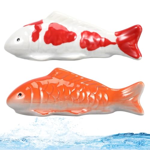 AOpghY Koi Fischdekor Keramik Cartoon süßes schwimmendes Fisch sicher für Fische schwebbar 3,9 x 1,4 x 1.6 In künstlichem Fisch Aquarium Dekor für Desktop, Teich, Panzer, Haustierartikel von AOpghY