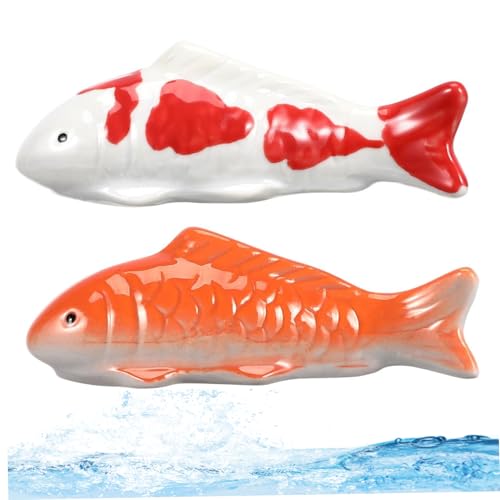 AOpghY Koi Fischdekor Keramik Cartoon süßes schwimmendes Fisch sicher für Fische schwebbar 3,9 x 1,4x1.6 In künstlichem Fisch Aquarium Dekor für Desktop, Teich, Tank, Haustierprodukte von AOpghY