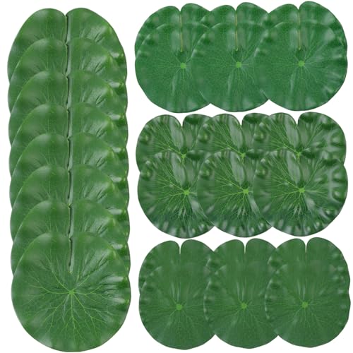 AOpghY Lily Pad 26pcs 4 verschiedene Größe künstlicher Lotusblatt Realistische Plastikteichpflanzen schwimmende Teichschmuck für Teichdekoration Haustier Vorräte von AOpghY