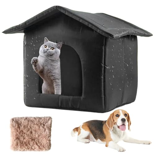 AOpghY Outdoor Cat House Weatherof Wärme Oxford Stoff Outdoor Katzenschutz mit Kissen und Reißverschluss -Deckelschwamm außerhalb von Katzen und Dogscat -Häusern Eigentumswohnungen gefüllt von AOpghY