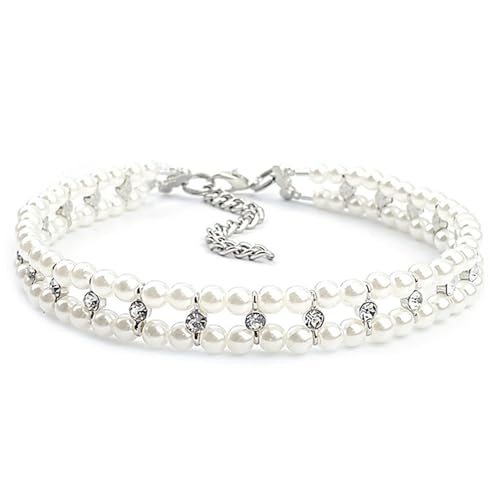 AOpghY Perlhundkragen für kleine Hunde niedliche verstellbare Katzenkragen für Mädchen Katzen Strass Perlen Hundekragen Luxus kleines Haustier Choker Haustier Essentials von AOpghY