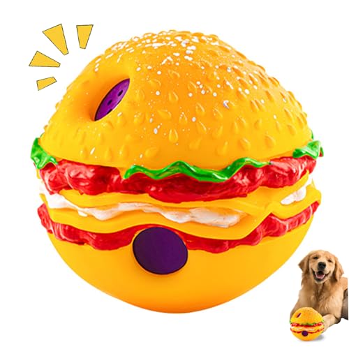 AOpghY Quietschende Kugel für Hunde 5,5-Zoll-Hamburger Form Interaktiver Hundekugel Bissresistante unzerstörbare Hundeball Fun Wiggle Ball Hundespielzeug Haustier Essentials von AOpghY