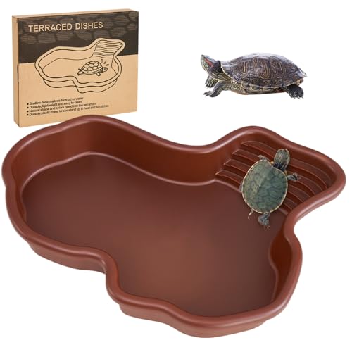 AOpghY Schildkrötenraum mit Einer rutschfesten Rampe Flacher Reptilienpool Geometrische Wanne 12,2x9.8x2in Glatte Reptilienwasserschale für Gecko Snake-Haustierprodukte von AOpghY