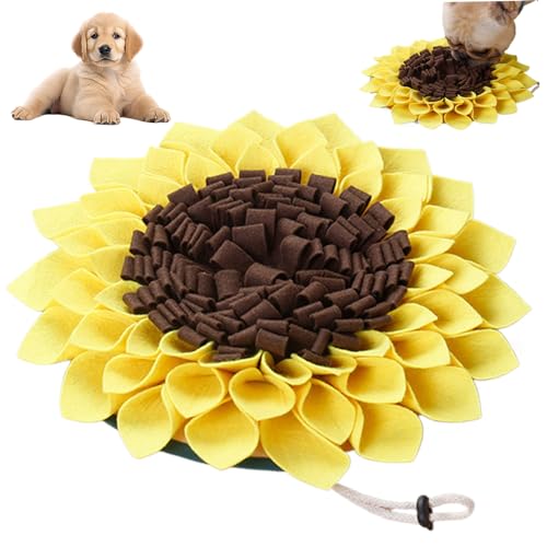 AOpghY Schnüffelmatte für Hunde, Filz, 15 Zoll, Schnüffelmatte für Hunde, langsame Fütterung, Hundespielzeug, Stressabbau, Sonnenblumenform, interaktives Hundespielzeug, Haustierartikel von AOpghY