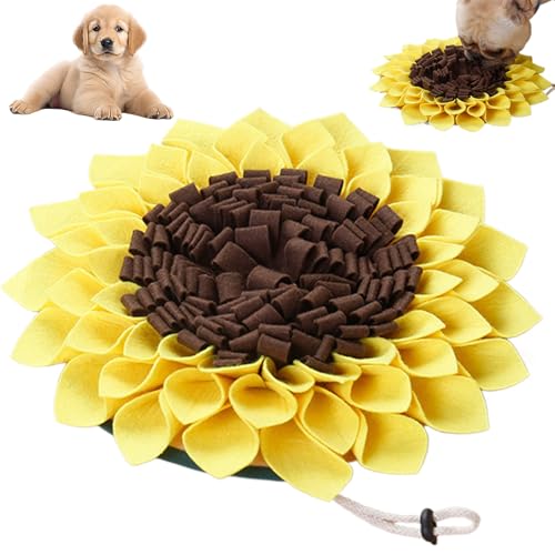 AOpghY Schnüffelmatte für Hunde, Filz, 15 Zoll, Schnüffelmatte für Hunde, langsame Fütterung, Hundespielzeug, Stressabbau, Sonnenblumenform, süßes interaktives Hundespielzeug, Haustierartikel von AOpghY