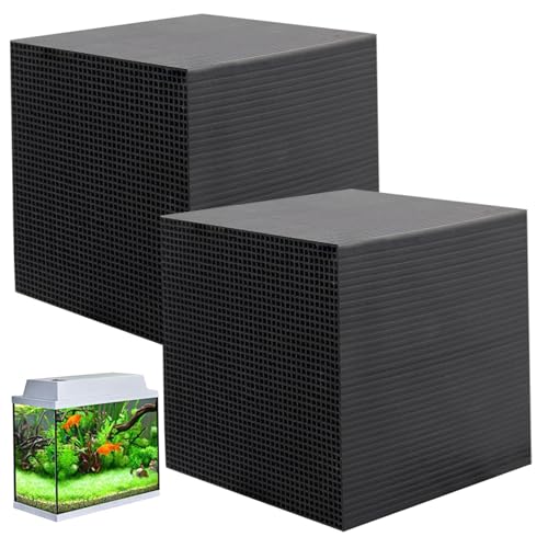 AOpghY Wassertrogreiniger Würfel 2pcs 4x4x4 Wabe aktiviertes Kohlenstoff für Fischtank -Komprimierte Hochabsorption Waschbar wiederverwendbares Aquariumfilter PET Täglich von AOpghY