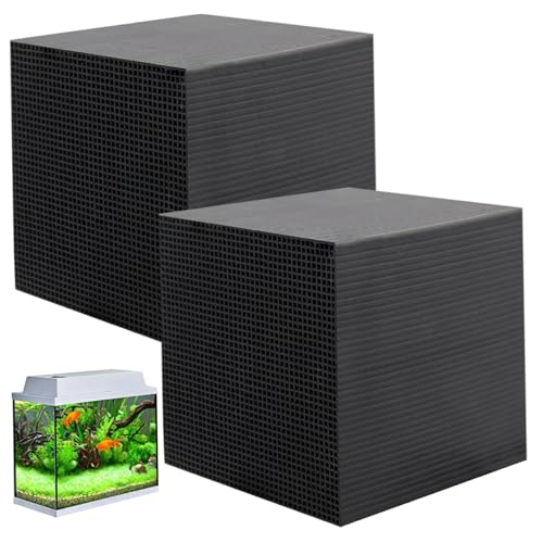 AOpghY Wassertrogreiniger Würfel 2pcs 4x4x4 Wabe aktiviertes Kohlenstoff für Fischtank komprimiert hohe Absorption Waschbar wiederverwendbares Aquariumfilter -Haustierartikel von AOpghY