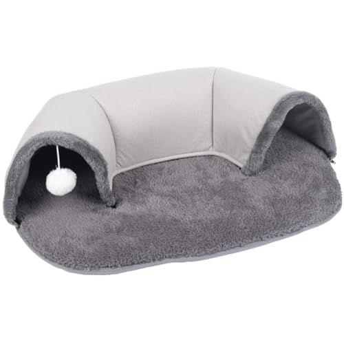 Cat-Tunnelbett U-förmige weiche Katzen-Tunnel-Speicherschaum Nicht-Schlupf-Tunnel-Katzen Teppich mit hängenden Kugel abnehmbar 29.5x20.9x8.3in Cat Hideaway Pet Supplies von AOpghY