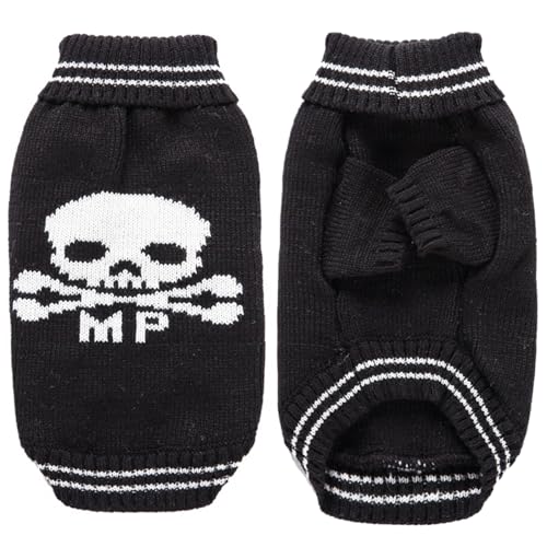 Halloween Hundekleidung, atmungsaktiven elastischen Hundehundpullover, Schädelmuster Welpe Kleidung mit gerippten hohen Ausschnitt und Manschette, Welpenpullover für kleine Hunde, S -Haustierwaren von AOpghY