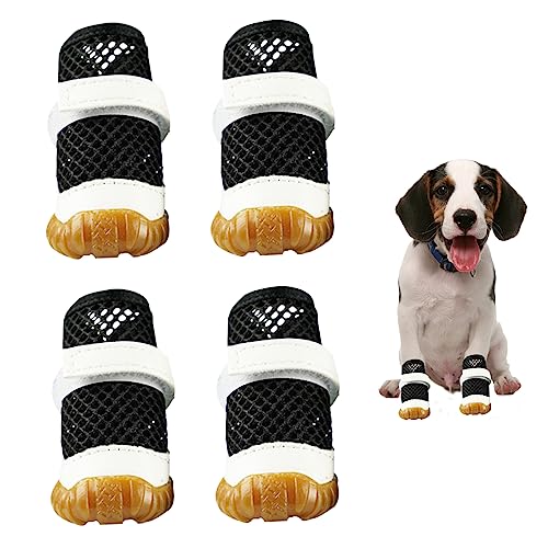 Hundeschuhe für heißes Wetter 4pcs atmungsaktive Hundefuße für heiße Pflasterung Hundes Sommerschuhe Nicht-Schlupf-PAW-Schutz für kleine mittelgroße Hunde Größe 4 Haustier Vorräte von AOpghY