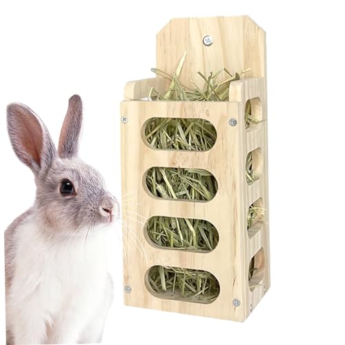 Kaninchen -Heu -Feeder -Holzkaninchen -Heu -Rack großer Kapazität Heuheizfutter vertikales Stehgras -Fütterungsschelfspender Haustier Vorräte von AOpghY