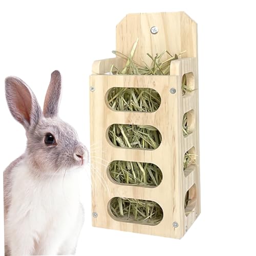 Kaninchen Heuhändler Holz Kaninchen Heuregal Heuhändler vertikales stehendes Gras -Fütterungsschelfspender für Meerschweinchen Haustier Hämster Hamster Chinchilla Haustier Vorräte von AOpghY