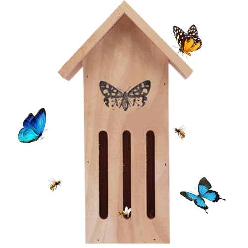 Schmetterlingshäuser für Außenseite, Holz Schmetterlingsfuttermittel, Insektenhotel, 11,2x3,9 x 3,2 Zoll Bug Hotel für Motten, Ladybird, Lacewings Garden Supplies von AOpghY