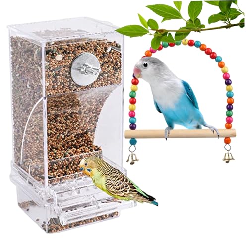 Vogelfutterhäuse 2pcs 7.28x2.95x2,95 Zoll transparent hängende Kunststoffautomatik -Vogelkäfig -Feeder -Blockierspielzeug -Spielzeug für Papageien Cockatiels Finches Haustier Vorräte von AOpghY