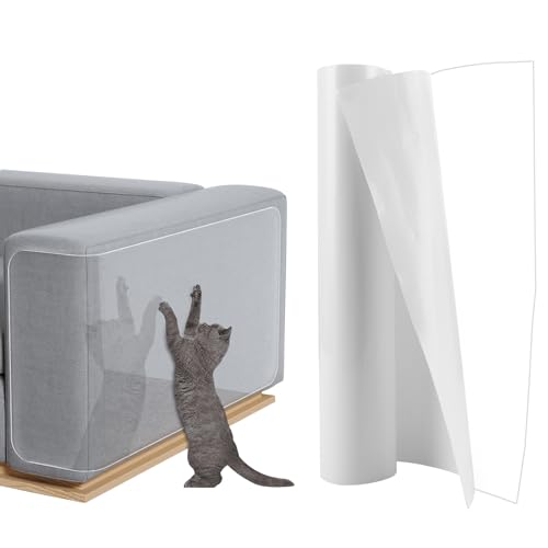 APACALI 2 Stück Katzen Kratzschutz Folie, 30x300CM Kratzschutz für Katzen, Selbstklebend Kratzschutzfolie Transparent, Anti Kratz Folie für Katzenfür Möbel Couch Tür Wand Kratzabwehr von APACALI