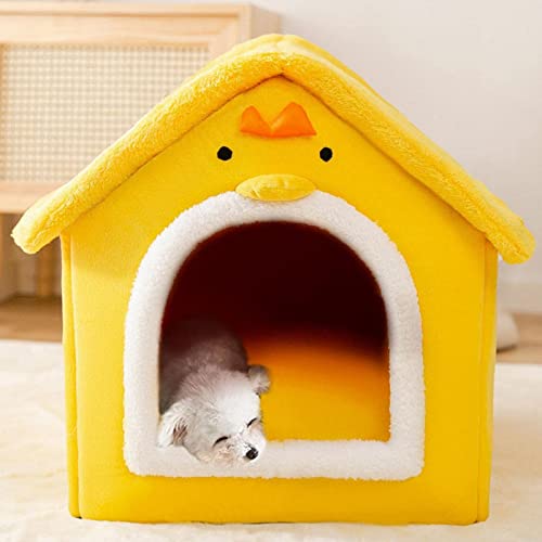 Hundehütte, Katzenhöhlenbett, warme und gemütliche Plüschkatze, tragbares Katzenhüttenbett for den Innenbereich mit abnehmbarem Kissen, waschbare Haustierbetthöhle, abnehmbares und faltbares, rutschfe von APANSHJY