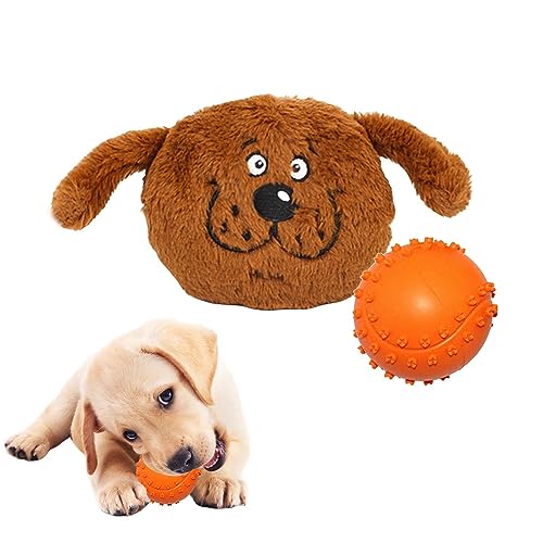 Interaktives Hundespielzeug gegen Langeweile | 2-in-1-Kauspielzeug for Hunde aus Gummi in Biestform – Hundeball mit Klang for kleine und mittelgroße Welpen, Plüsch-Hundespielzeug, Beißspielzeug for Hu von APANSHJY