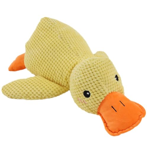 Quietschendes Stofftier for Hunde, „The Mellow Dog Calming Duck“, beruhigende Ente for Hunde, süßes Hundespielzeug aus Plüsch mit Quakgeräusch, Kauspielzeug for Tiere for Welpen im Haus(Color:Yellow) von APANSHJY