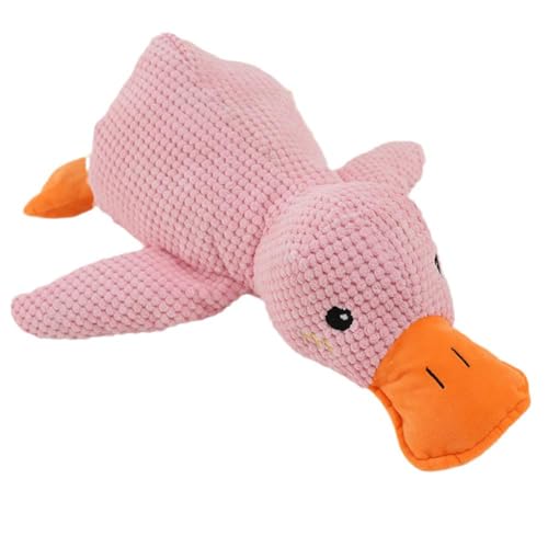 Quietschendes Stofftier for Hunde, „The Mellow Dog Calming Duck“, beruhigende Ente for Hunde, süßes Hundespielzeug aus Plüsch mit Quakgeräusch, Kauspielzeug for Tiere for Welpen im Haus(Color:Pink) von APANSHJY