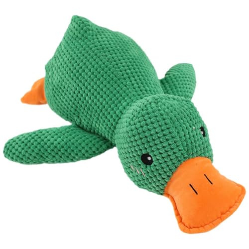 Quietschendes Stofftier for Hunde, „The Mellow Dog Calming Duck“, beruhigende Ente for Hunde, süßes Hundespielzeug aus Plüsch mit Quakgeräusch, Kauspielzeug for Tiere for Welpen im Haus(Color:Green) von APANSHJY