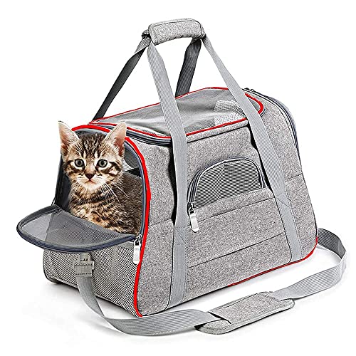 APKEY Pet Carrier Fluggesellschaft Zugelassen Katzentragetasche Tragbare Haustier Tragetasche Reisetasche Faltbare Fluggesellschaft Zugelassen Hundetrage für Katzen und kleine Hunde mit Schultergurt von APKEY