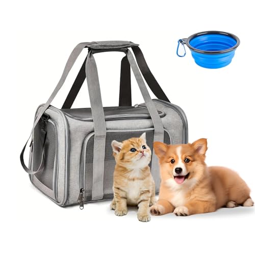APKOL Transporttasche Katze Hund,7kg Faltbare Transportbox Mittel Katze Hunde,45x30x30cm Katzentransportbox Hunde Katzen Transportboxen,katzentransporttasche, kleine Hundetransportbox,Grau,L APKOL Transporttasche Katze Hund,7kg Faltbare Transportbox Mittel Katze Hunde,45x30x30cm Katzentransportbox Hunde Katzen Transportboxen,katzentransporttasche, kleine Hundetransportbox,Grau,L von APKOL