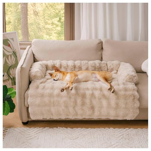 APMOE Hundebett Sofa, Sofaschutz Hund Waschbare Hundedecke Sofa Antifouling Hundedecke Sofaschutz Hundebett Couch Hunde rutschfestes für Bett/Sofa/Auto(Beige,L) von APMOE