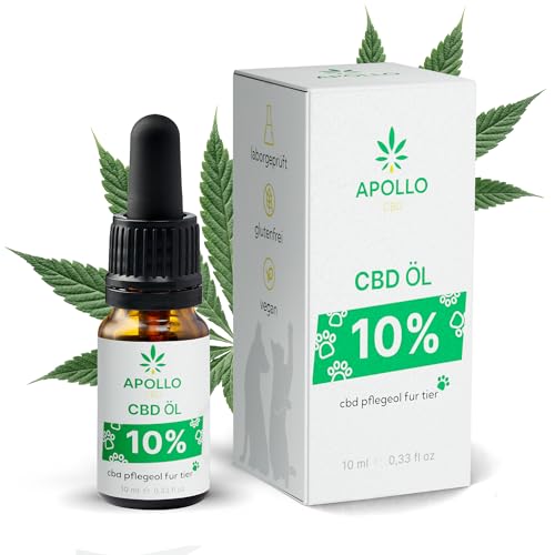 Premium CBD Öl 10% für Hunde & Katzen – Natürliches CBD Öl Beruhigung für Tiere – Hochwertige CBD (250 Tropfen) – Einfach anzuwenden – Cannabis Öl - CBD Öl 10% - Bio Hanföltropfen - Deutsche Qualität von APOLLO CBD