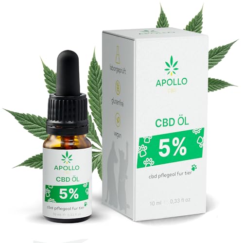 Premium CBD Öl 5% für Hunde & Katzen – Natürliches CBD Öl für Tiere – Hochwertige CBD (250 Tropfen) – Einfach anzuwenden – Cannabis Öl – CBD Öl 10 Prozent – Bio Hanföltropfen von APOLLO CBD