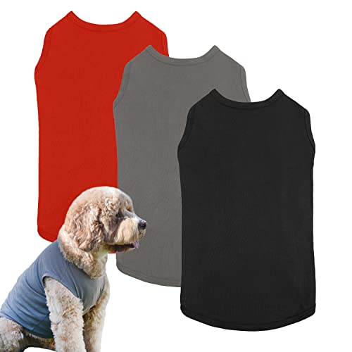 Apparelyn Hunde-Shirt, blanko, für kleine, mittelgroße und große Hunde, 3-teiliges T-Shirt für Welpen oder Katzen, weiche und atmungsaktive Baumwolle, ärmellose Weste von APPARELYN