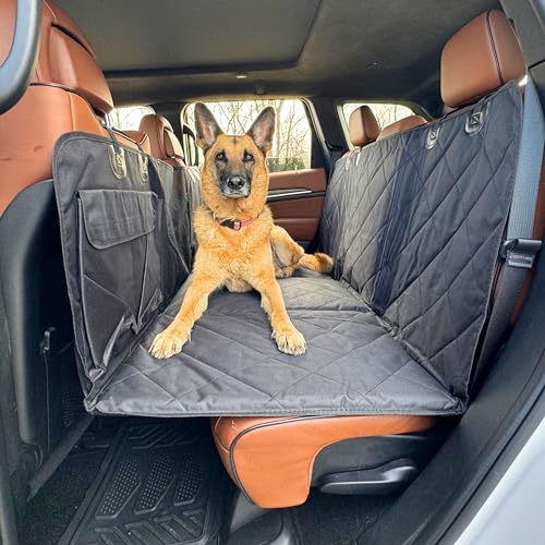 APetsPlanet Rücksitzverlängerung für Hunde, 100% wasserdicht, harte Unterseite, Hundeautositzbezug, Sitzverlängerung mit Netzfenster und Aufbewahrungstaschen, LKW, SUV, Auto, Reisebett von APetsPlanet