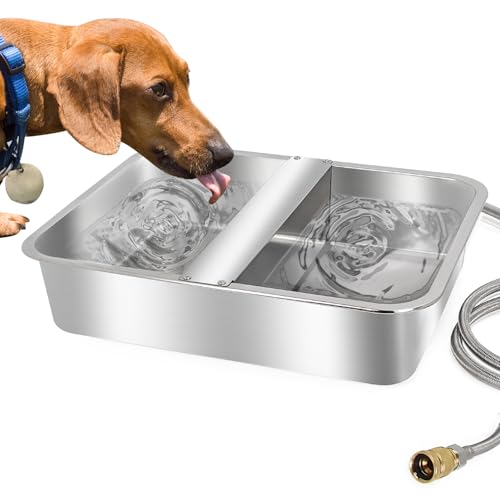 Automatischer Wasserspender für Hunde, Vieh-Wassertrog, 1,2 l, große Größe, Edelstahl-Bewässerungs-Futterstation für den Außenbereich, automatischer Hunde-Wassernapf mit Schwimmerventil und 2 m von APlayfulBee