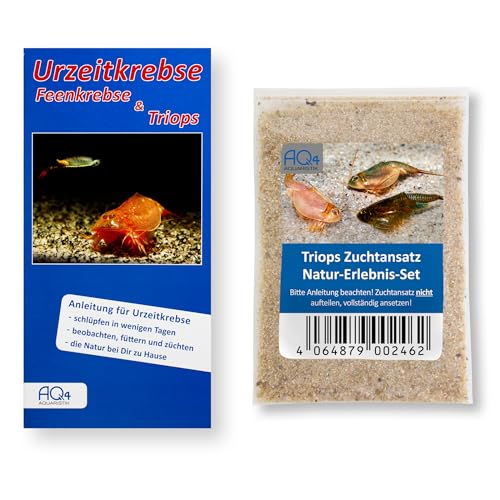 AQ4Aquaristik Triops Zuchtansatz Natur-Erlebnis-Set Urzeitkrebs-Eier ca. 50-100 Stück in Sand mit Anleitung von AQ4Aquaristik