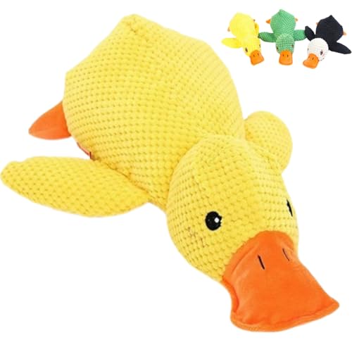 AQCQDQ Anti Stress Enten Spielzeug, Stress Enten niedliches Plüsch Hundespielzeug, das für Hunde klingt, Plüsch-Kauspielzeug für kleine Hunde, Plüsch-Kauspielzeug (25 cm,Yellow) von AQCQDQ