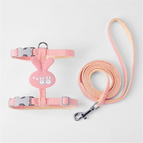 Katzengeschirr und Katzenleine Set,Verstellbare Nylon Geschirre Katzenleine, Ausbruchsicher Katzen Leine,Katzenweste mit Sicherheitsschnalle, Welpengeschirr für Kätzchen Welpe Kaninchen Hase (23,M) von AQCQDQ