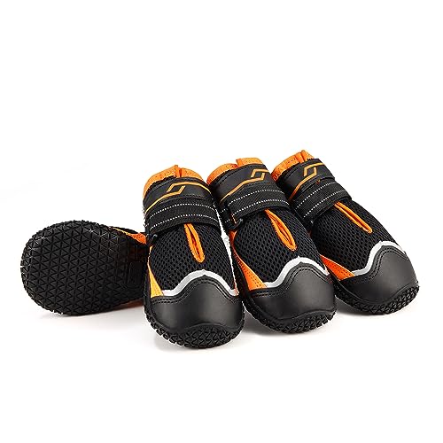 AQH Hundeschuhe Pfotenschutz, 4 Stück Breathable Hundeschuhe mit reflektierenden Riemen, robuste rutschfeste Sohle, Splashproof, Sport im Freien von AQH