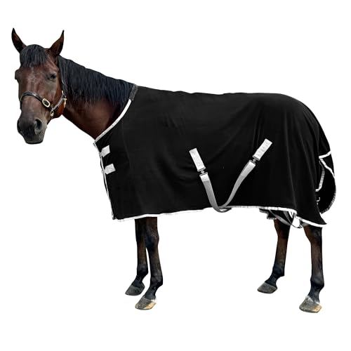 Wasserdichte Pferdedecke aus Fleece, für den Winter, wasserdicht, Premium-Pferdedecke, wasserdichte Decke, 183 cm, Schwarz, 135 cm von AQINGR