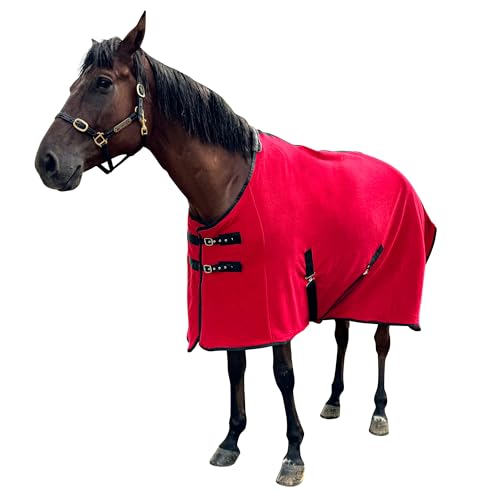 Wasserdichte Pferdedecke aus Fleece, für den Winter, wasserdicht, Premium-Pferdedecke, wasserdichte Decke, 198 cm, Rot, 145 cm von AQINGR