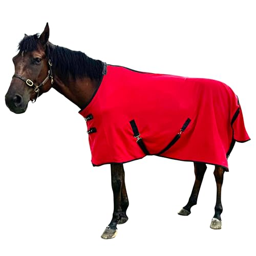 Wasserdichte Pferdedecke aus Fleece, für den Winter, wasserdicht, Premium-Pferdedecke, wasserdichte Decke, 205,7 cm, Rot, 155 cm von AQINGR