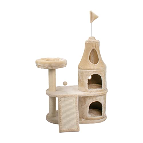 AQPET Kratzbaum Dubai 110 cm mit Katzenhöhle Baum Spielplatz Spiel Kratzbaum für Katzen Beige von AQPET