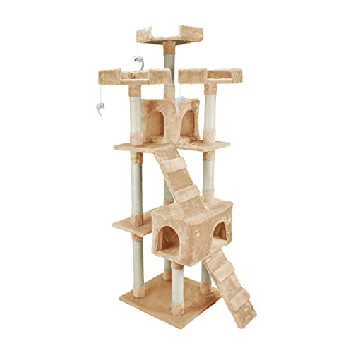 AQPET Kratzbaum Manhattan 170 cm mit Katzenbaum Baum Spielplatz Kratzbaum für Katzen Beige von AQPET