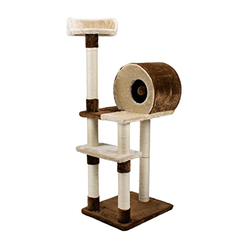 AQPET Kratzbaum Rome 123 cm mit Bett für Katzen, Baum, Spielplatz, Spielzeug, Kratzer für Katze, Farbe Braun von AQPET