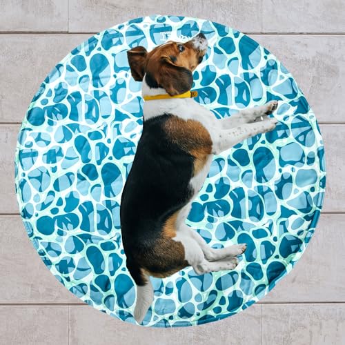 AQPET Kühlmatte für Hunde, rund, ungiftiges Gel, selbstkühlendes System, Sea-Design, Durchmesser 60 cm von AQPET