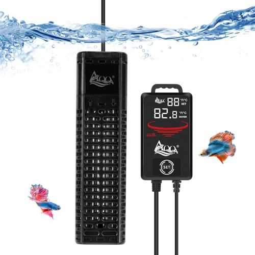 AQQA Aquarium Heizung, 300W/500W/800W/1000W/1200W Tauchheizung für Aquarien mit LED-Digitalanzeige & Übertemperaturschutz, für Salz- und Süßwasser Aquarium Fischbecken von AQQA