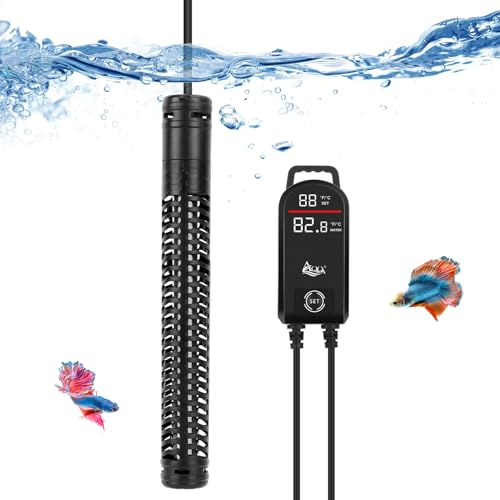 AQQA Aquarium Heizung, 300W/500W/800W/1000W/1200W Tauchheizung für Aquarien mit LED-Digitalanzeige & Übertemperaturschutz, für Salz- und Süßwasser Aquarium Fischbecken von AQQA