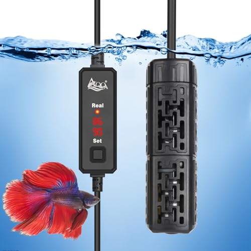 AQQA Aquarium-Heizung, 50 W Aquarium-Heizung mit externer Steuerung von 15 - 33,9 °C, schnelle Heizung, Trockenbrennbeständigkeit und Übertemperaturschutzsystem von AQQA