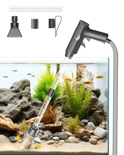 AQQA Aquarium-Kies-Reiniger, 4-in-1-Saugkraft, manuelle Aquarium-Kies-Staubsauger, Werkzeuge für Aquarium-Wasserwechsler mit Wasserdurchflussanpassung, Verwendung für Aquarien, Reinigung von Kies, von AQQA