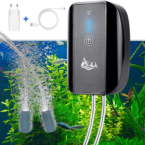 AQQA Aquarium Luftpumpe,2.5W Leise Sauerstoffpumpe für Aquarium, Aquarium Sauerstoffpumpe,Multifunktionale Sauerstoffpump für Angeln im Freien/Aquarium von AQQA