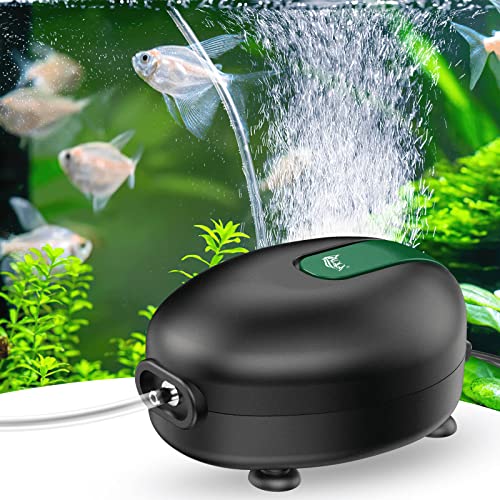 AQQA Aquarium Luftpumpe,Ultra Leise Aquarium Sauerstoffpumpe,2.5W Einstellbar Leistungsstarke Sauerstoffpumpe mit Doppeltes Auslassventil von AQQA